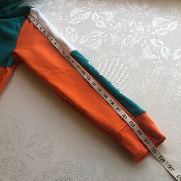 NFL Team Apparel Miami Dolphins Quarter Zip Hoodie Orange/Teal Men’s Size L - Picture 11 of 16